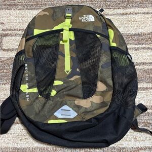 The North Face Boy’s Backpack - Camo and Neon Yellow